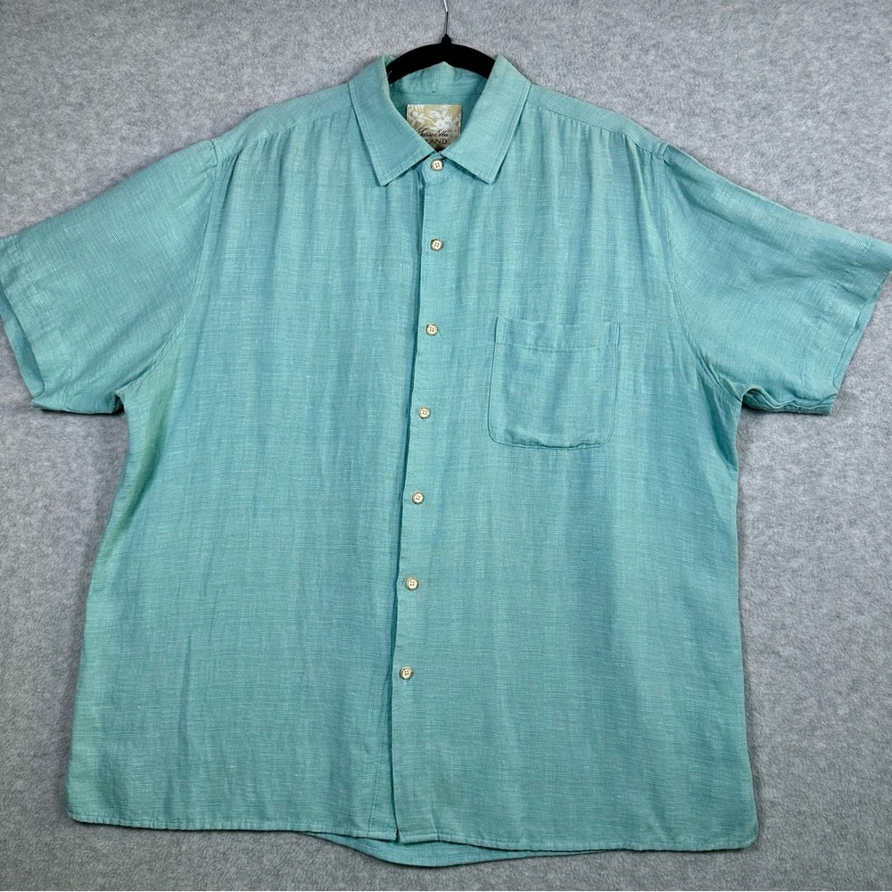 Tasso ELBA Island XL Silk Linen Men’s Shirt Tropical Resort Summer Casual